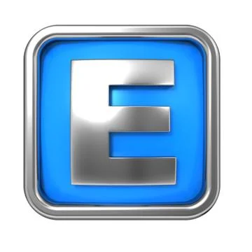 Silver Letter in Frame, on Blue Background. Stock Illustration
