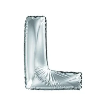 Silver letter L made of inflatable balloon isolated on white background. Stock Illustration