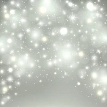 Silver light background. Christmas design with snow, snowflakes, sparkle star Stock Illustration