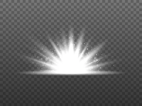 Silver light effect. Glowing white star with bright particles and bokeh. Magic Stock-Illustration