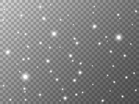 Silver lights on transparent background. White glowing effect with particles. Stock Illustration