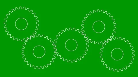 Silver line gears spin green Stock Footage 252284682
