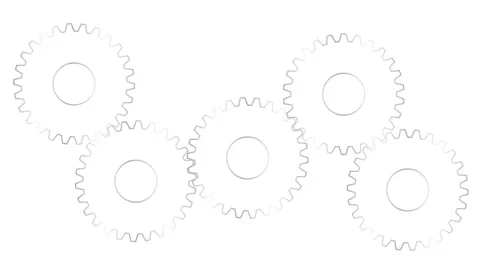 Silver line gears spin white Stock Footage 252284683