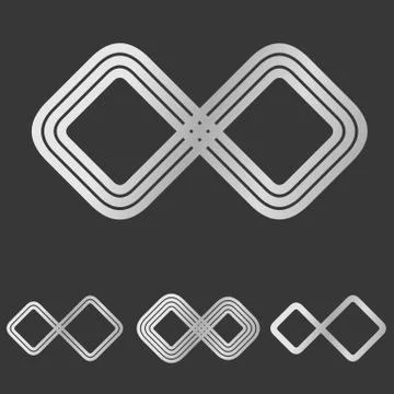 Silver line infinity logo design set イラスト素材