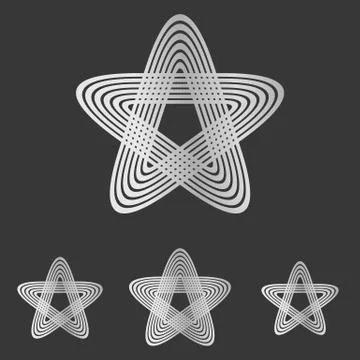 Silver line star logo design set Ilustração Stock