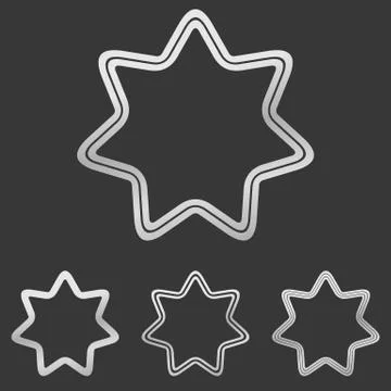 Silver line star logo design set Stock Illustration
