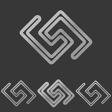 Silver line tech logo design set Stock Illustration