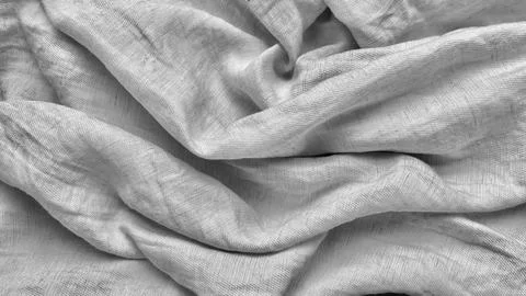Silver linen fabric draping in elegant soft folds creates a serene minimali.. Stock Photos