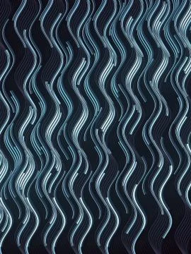 Silver lines on dark background wave band pattern. 3d rendering design element 스톡 일러스트