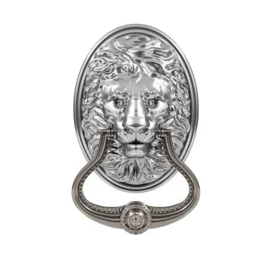 Silver lion door knocker Stock Illustration
