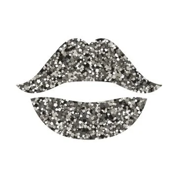 Silver lips with sequins. Stock Illustration