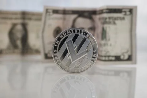 Silver Litecoin coin Stock Photos