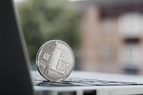 Silver Litecoin coin Stock Photos
