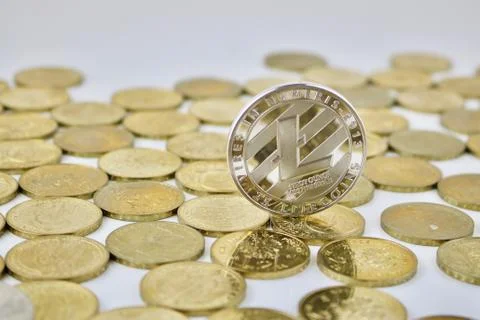 Silver Litecoin coin Stock Photos