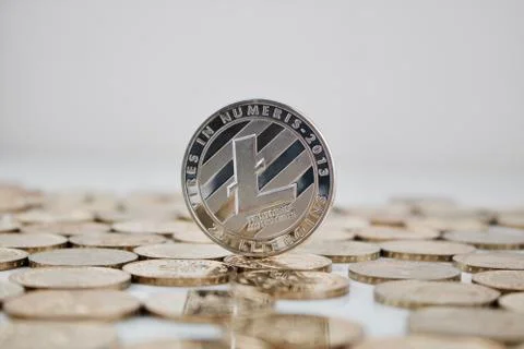 Silver Litecoin coin Stock Photos