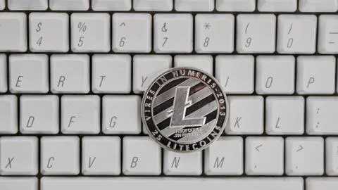 Silver Litecoin coin Stock Photos