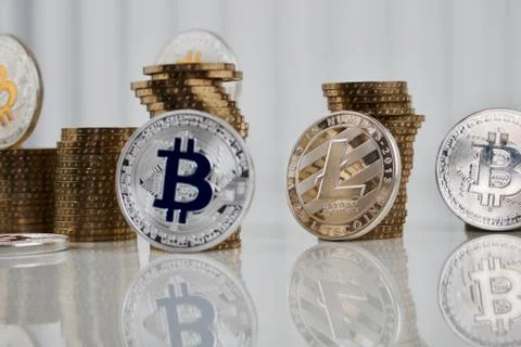 Silver Litecoin coin Stock Photos