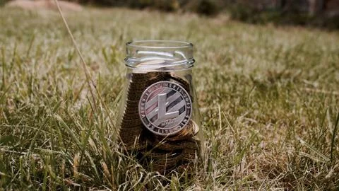 Silver Litecoin coin Stock Photos