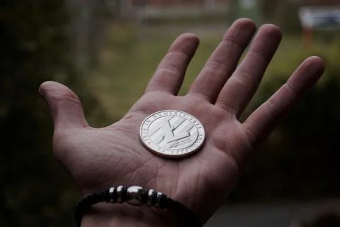 Silver Litecoin coin Stock Photos