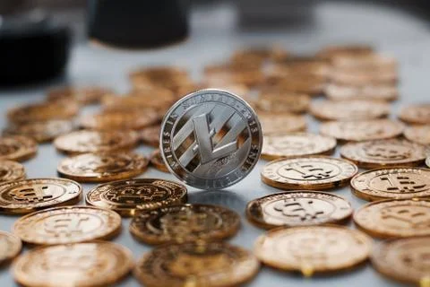 Silver Litecoin coin Stock Photos