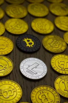 Silver Litecoin coin Stock Photos