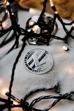 Silver Litecoin coin Stock Photos