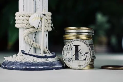 Silver Litecoin coin Stock Photos