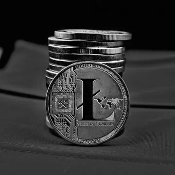 Silver Litecoin cryptocurrency Stock Photos