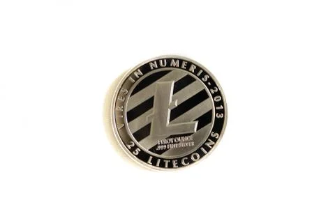 Silver Litecoin Cryptocurrency Token Stock Photos