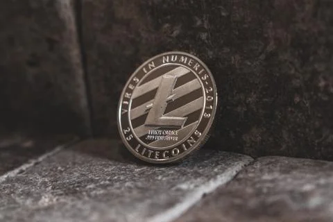Silver Litecoin Cryptocurrency Token Stock Photos