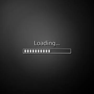 Silver Loading icon isolated on black background. Progress bar icon. Long shadow Illustrazione stock
