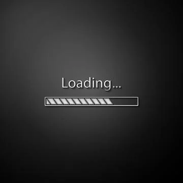 Silver Loading icon isolated on black background. Progress bar icon. Long shadow Illustrazione stock