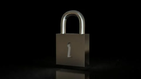 The Silver lock for protection or security concept 3d Rendering. Stock Illustration