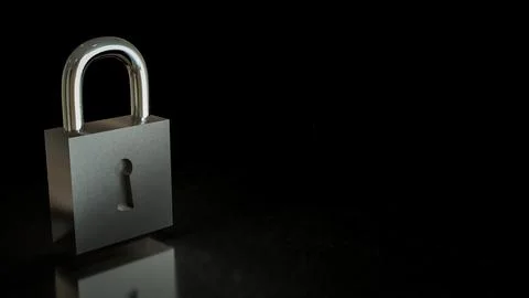 The Silver lock for protection or security concept 3d Rendering. Stock Illustration