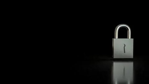 The Silver lock for protection or security concept 3d Rendering. Stock Illustration