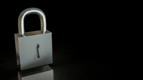 The Silver lock for protection or security concept 3d Rendering. Stock Illustration