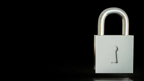 The Silver lock for protection or security concept 3d Rendering. Stock Photos