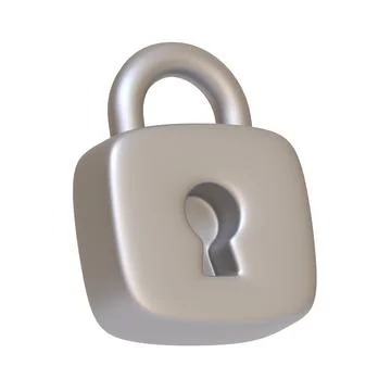 Silver locked padlock isolated on white background Stock Illustration
