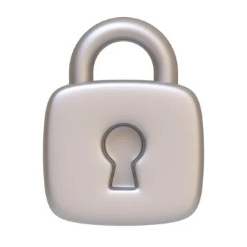 Silver locked padlock isolated on white background Stock Illustration