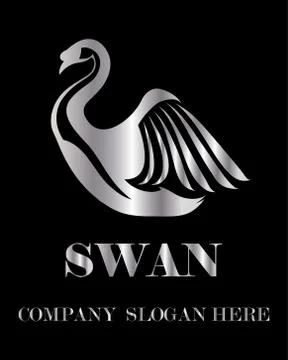 Silver logo vector of swan eps 10 Stock Illustration