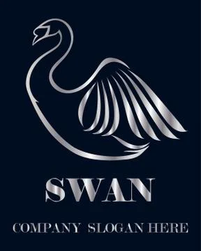 Silver logo vector of swan eps 10 Stock Illustration