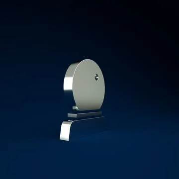 Silver Magic ball icon isolated on blue background. Crystal ball. Minimalism  Stock Illustration