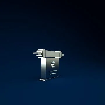 Silver Magic scroll icon isolated on blue background. Decree, paper, parchmen Illustrazione stock
