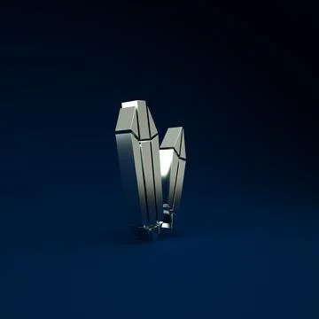 Silver Magic stone icon isolated on blue background. Fantasy crystal. Jewelry Illustrazione stock