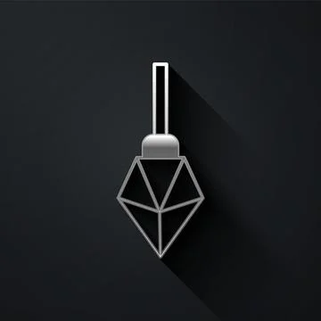 Silver Magic stone icon isolated on black background. Fantasy crystal. Jewelry 스톡 일러스트