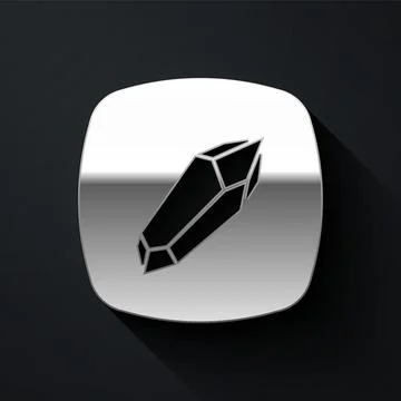 Silver Magic stone icon isolated on black background. Fantasy crystal. Jewelry 스톡 일러스트