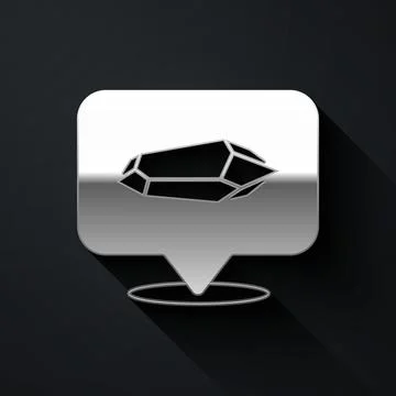 Silver Magic stone icon isolated on black background. Fantasy crystal. Jewelry イラスト素材