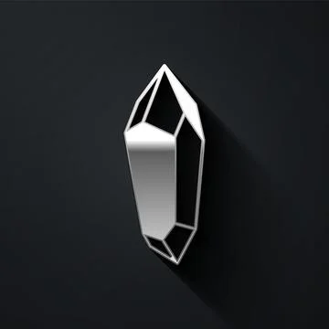 Silver Magic stone icon isolated on black background. Fantasy crystal. Jewelry Stock Illustration