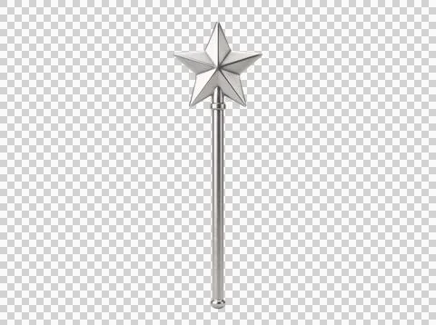Silver magic wand with star tip for fantasy costume accessory or theatrical.. Stock Photos