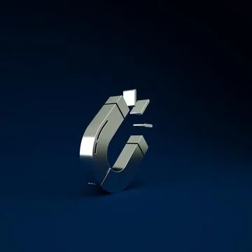 Silver Magnet icon isolated on blue background. Horseshoe magnet, magnetism,  Illustrazione stock